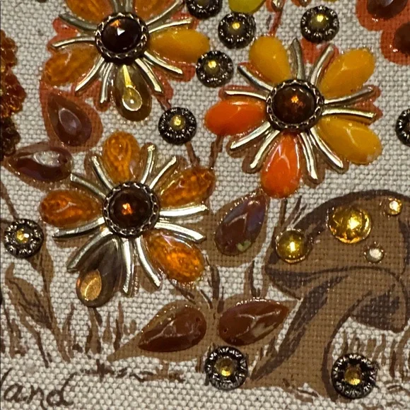 WONDERLAND Collins of Texas jeweled oranges and golden Tote - Picture 13 of 16